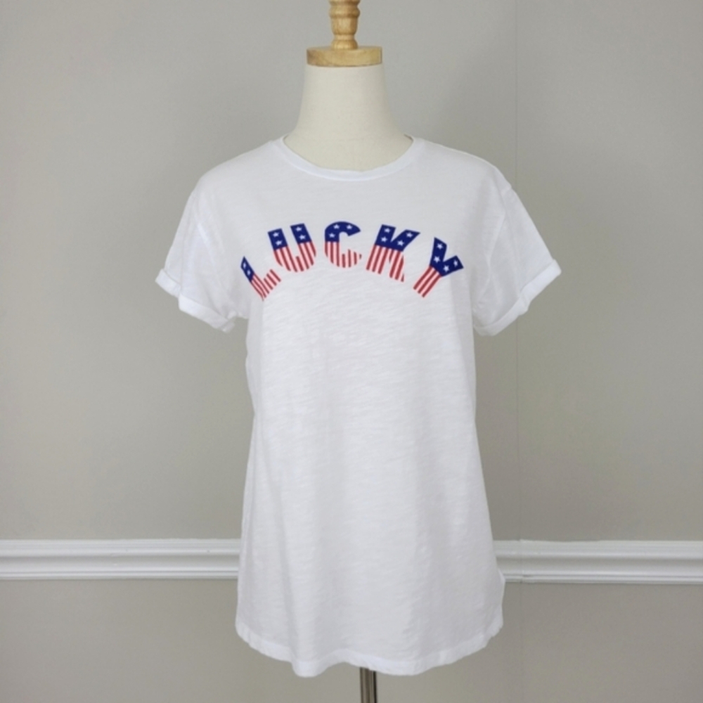 Lucky Brand Cotton White Celebration America 🇺🇸 T-shirts Size S NWOT